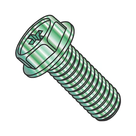 Usa Industrials #10-32 x 1/2 in Phillips Flange Hex Machine Screw, Green Zinc Steel BULK-SCRW-6876